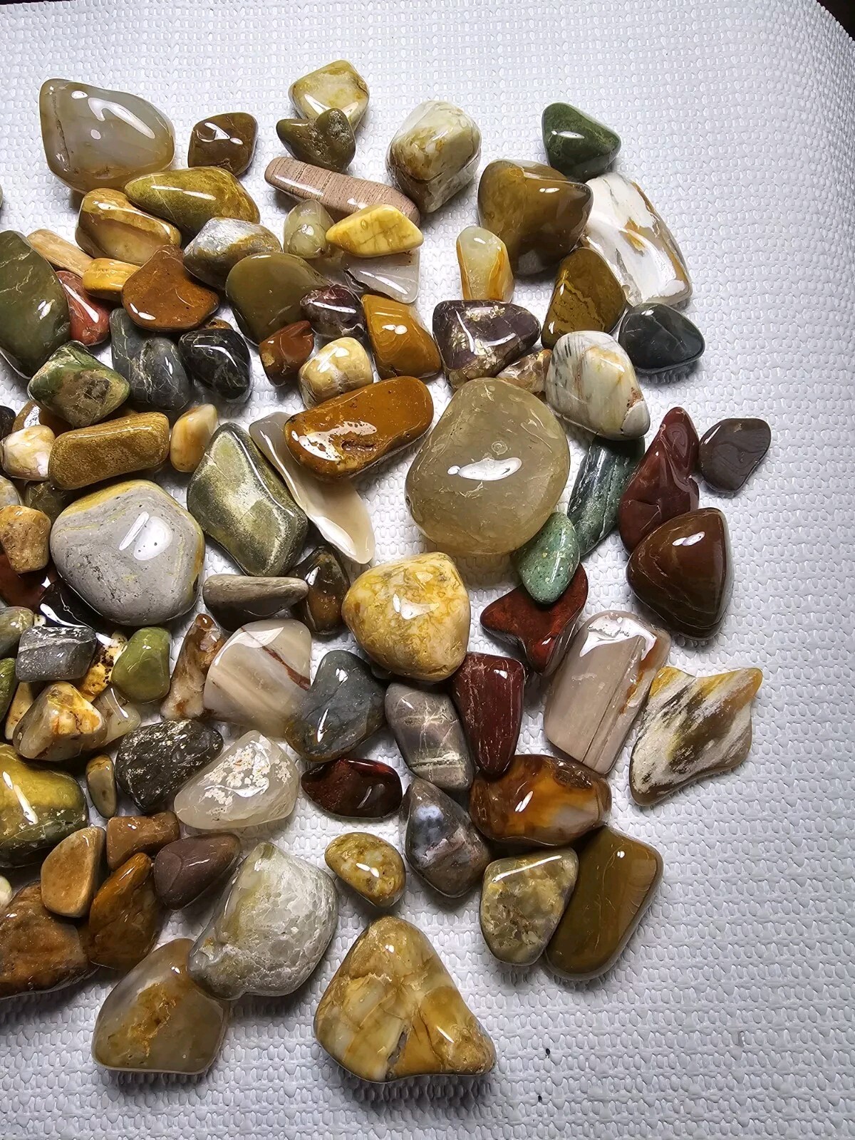 5 Oz. Bulk Mixed Tumbled Stones Agate Chalcedony Jasper Petrified Wood And More