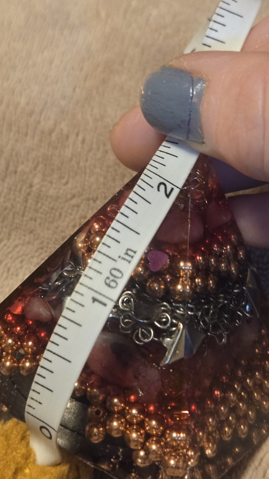 Dark Feminine Rose Quartz Orgonite Pyramid – 2.25″ Steampunk Gothic Decor