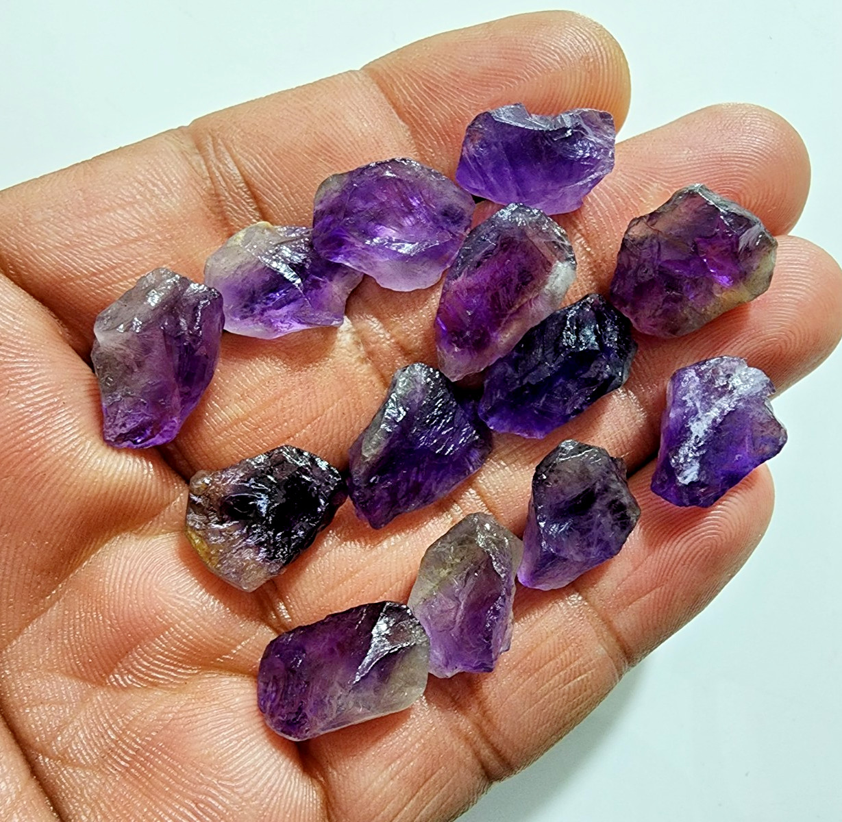 13 Pcs Ultimate Purple Amethyst Rough Gemstone Raw Size 15-18 MM Crystal Stones