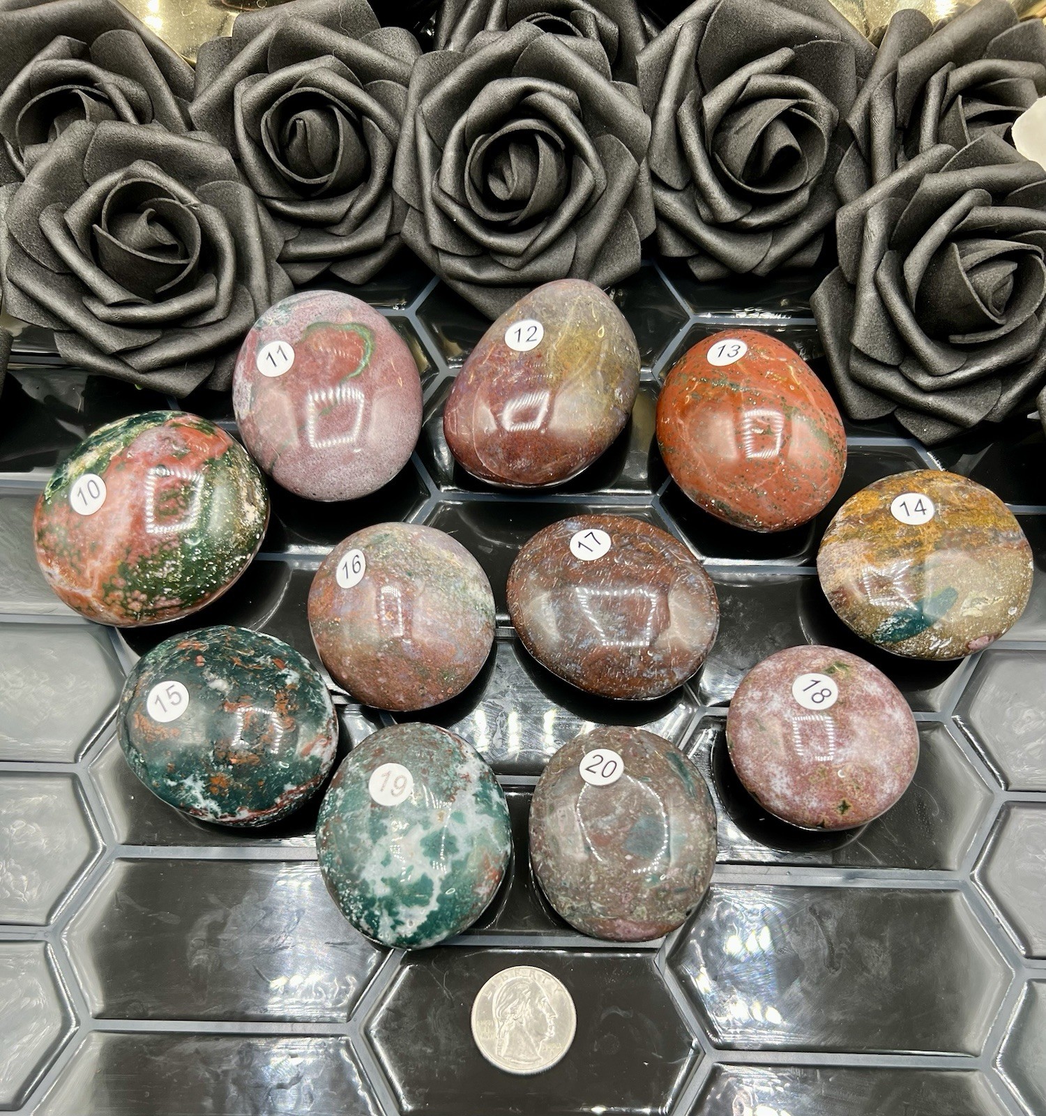 Natural Ocean Jasper Colorful Palmstones *Old Stock* Free ship & Gift