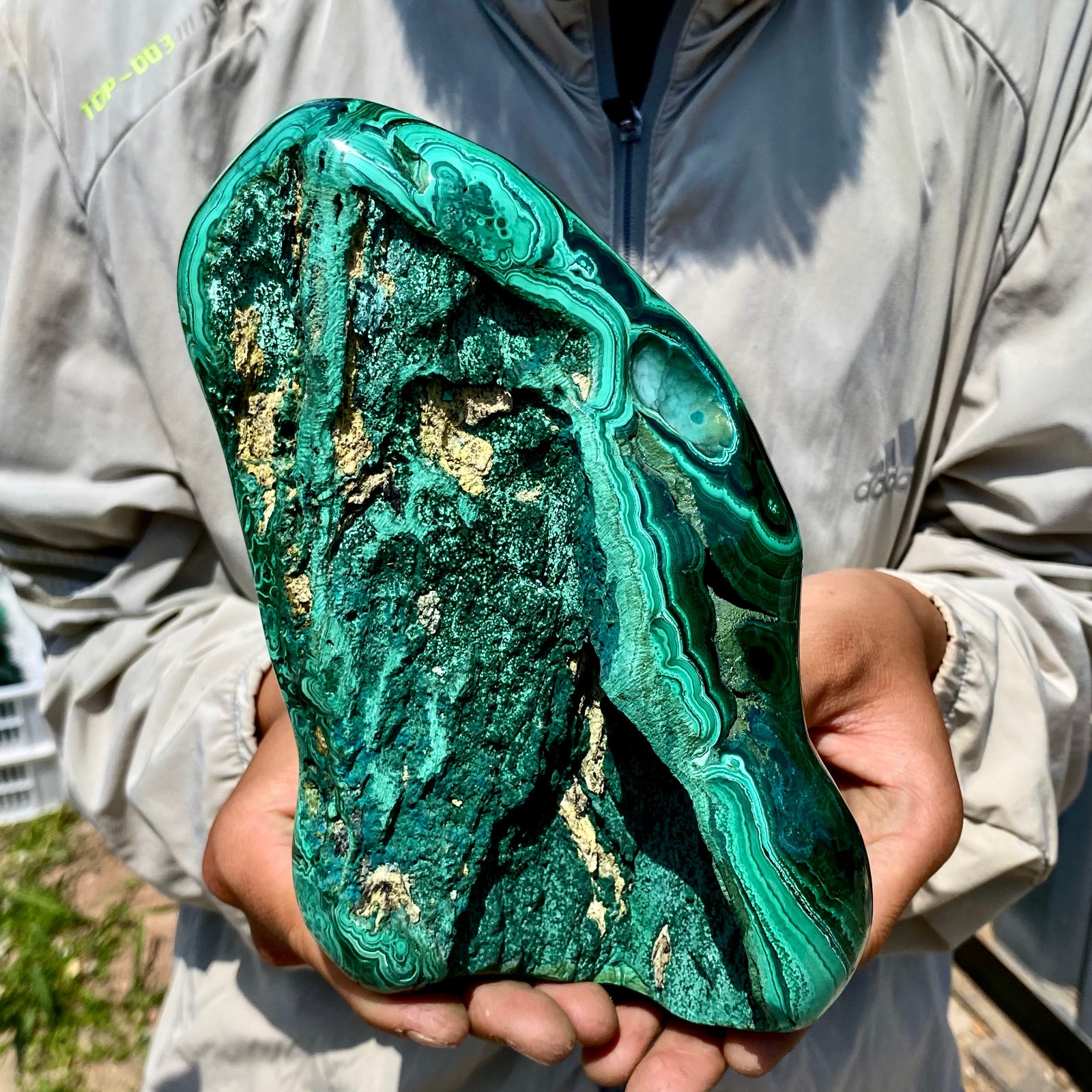 3.94LB Natural glossy Malachite transparent cluster rough mineral sample