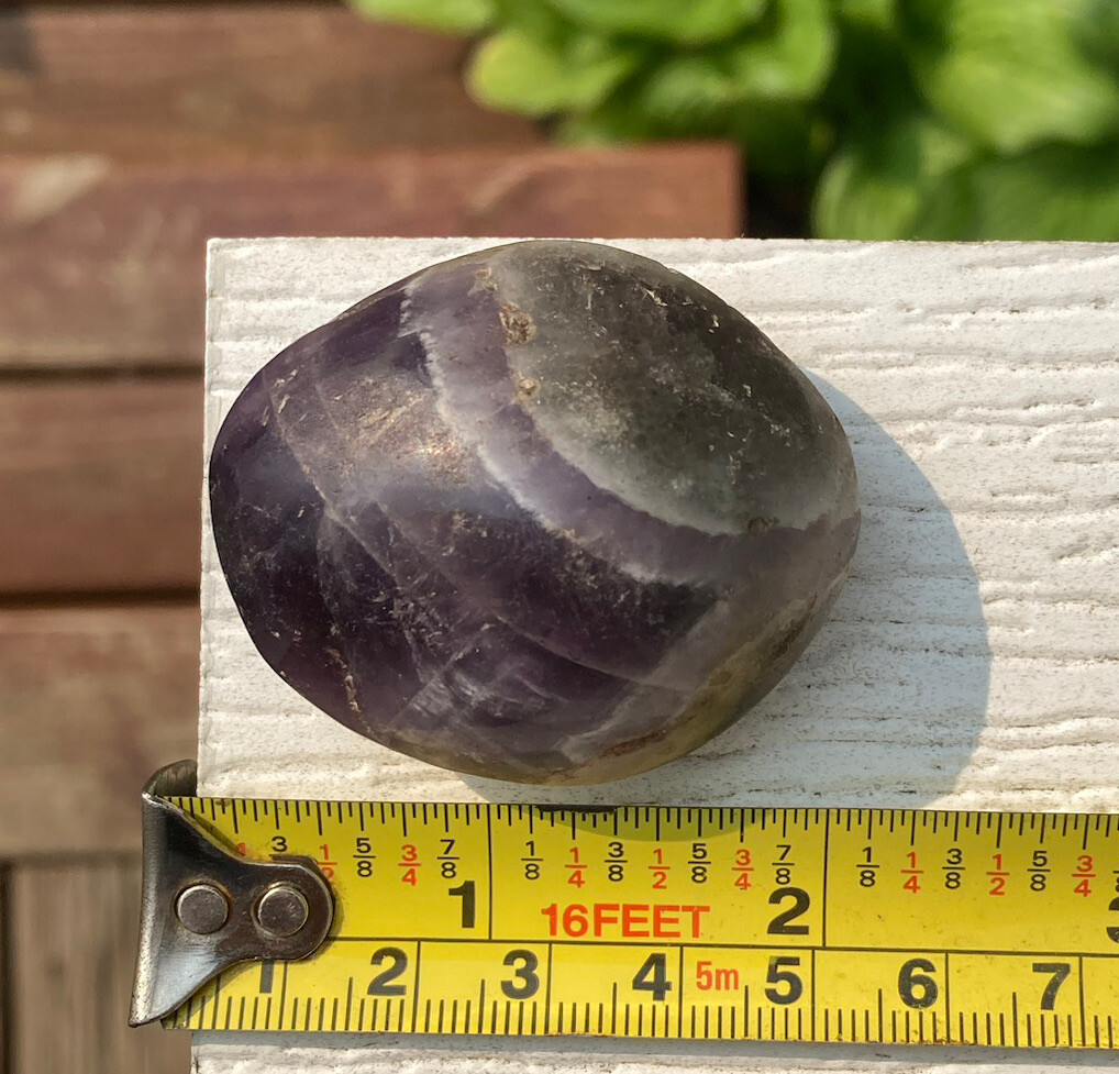 Handmade Polished DARK PURPLE AMETHYST Crystal Palm Stone KALOMO ZAMBIA 2.16″
