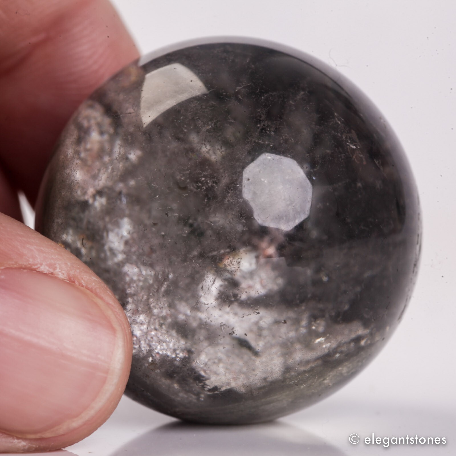 54g34mm Natural Garden/Phantom/Ghost/Lodolite Quartz Crystal Sphere Healing Ball