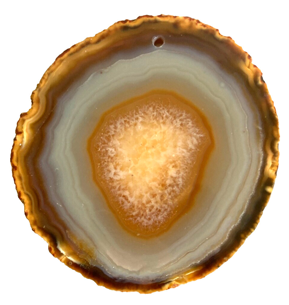Amber Agate Slice Geode Slab Brazilian Stone Dyed (hole drilled for hanging)
