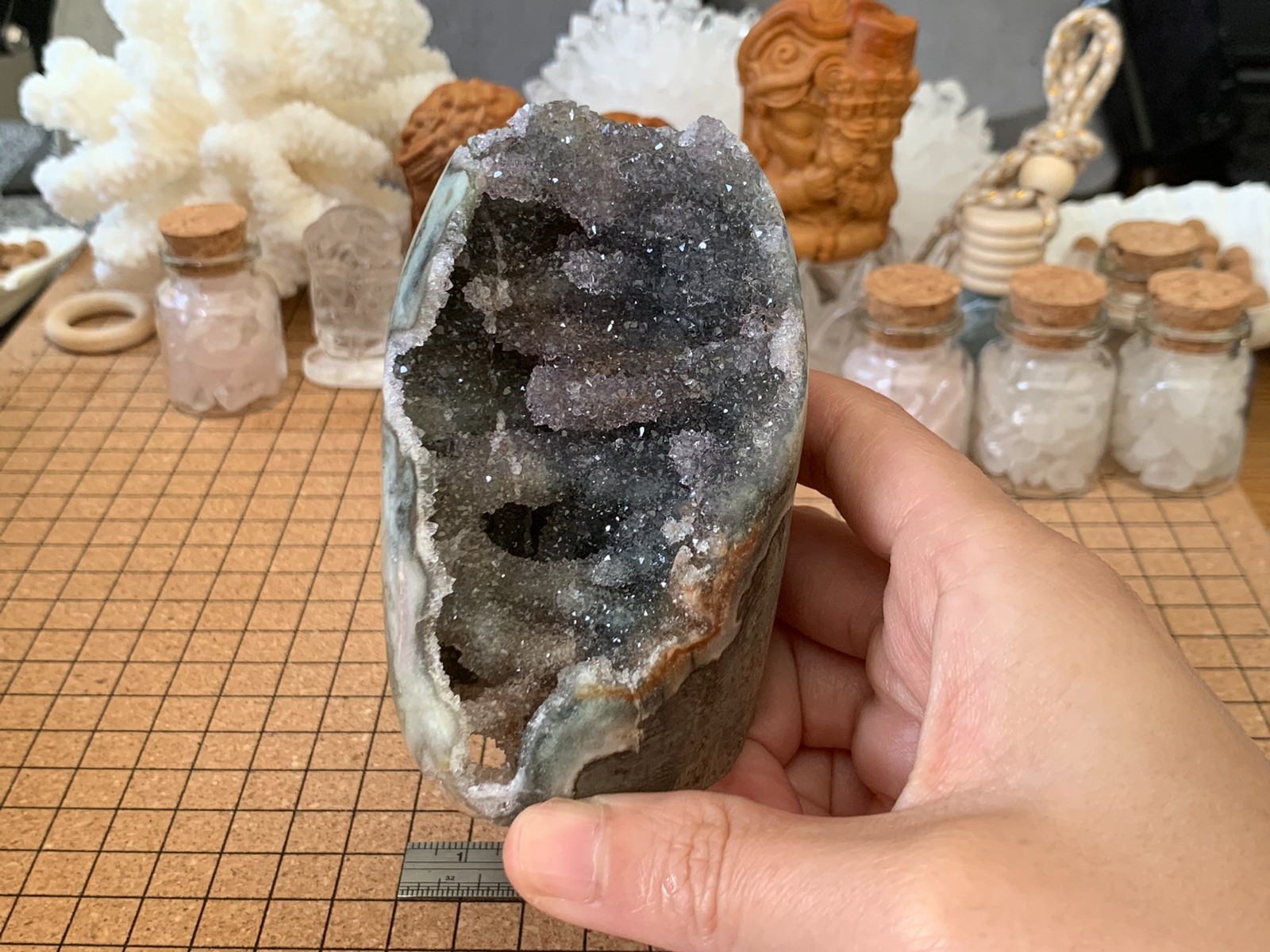 Rare Multicolour Amethyst Colorful Crystal Geode Cluster – 260 Grams (#011)
