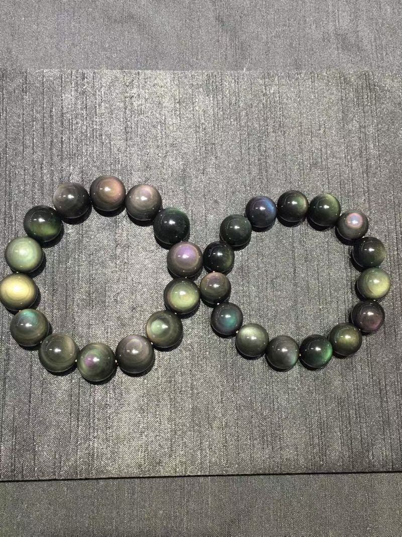 1pcs Natural Rainbow Obsidian 12mm Crystal Stretch Bracelet decorate
