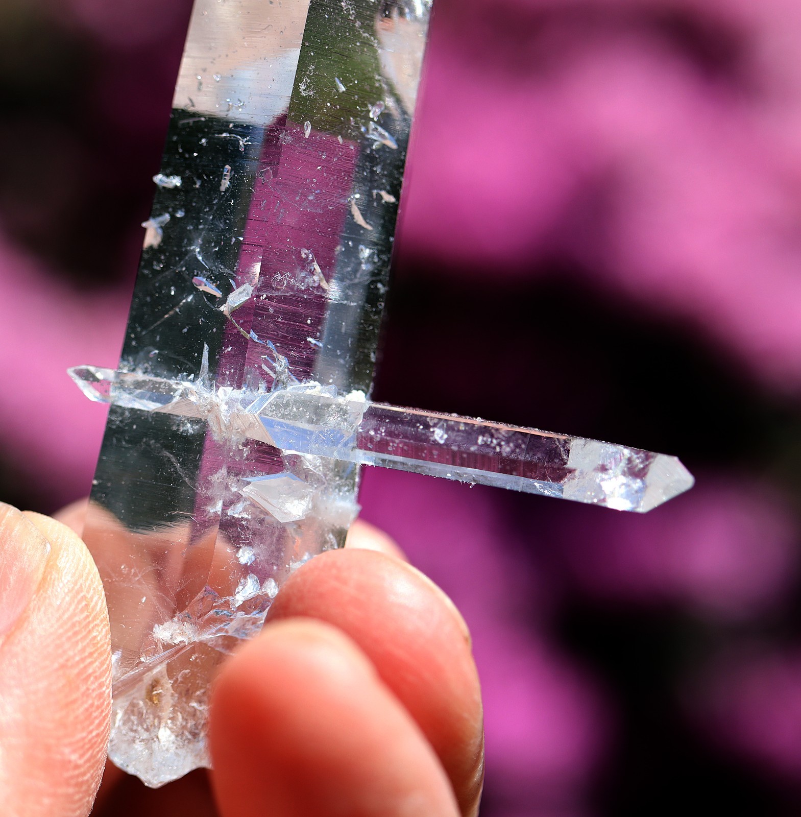Twin Colombian Quartz Crystal Point with Double Terminated perfect tips