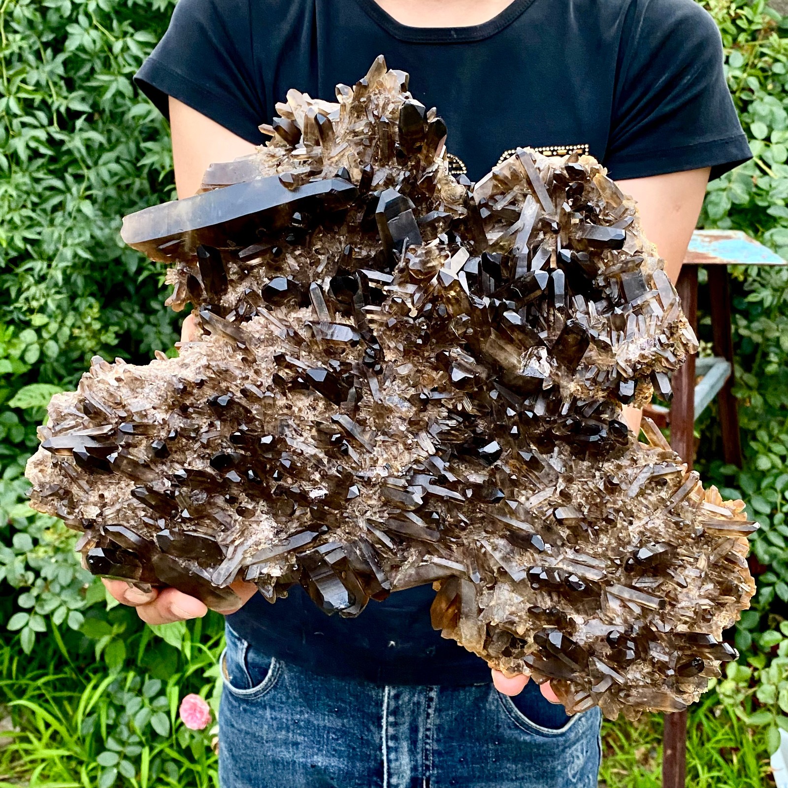 10.8LB Natural Tea black Crystal quartz Cluster Mineral Specimen Healing reiki