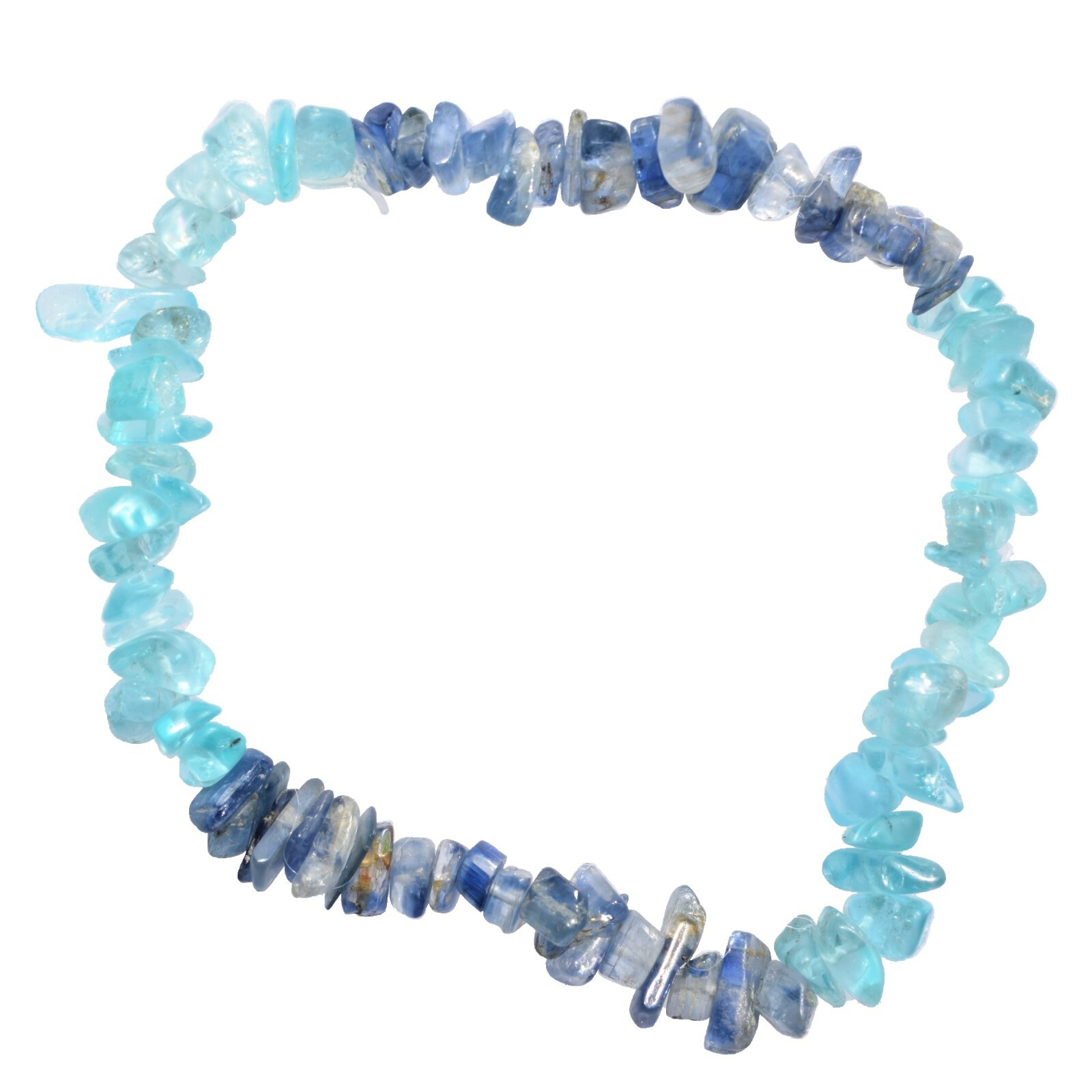 CHARGED Blue Apatite & Blue Kyanite Crystal Stretchy Bracelet + Selenite Heart