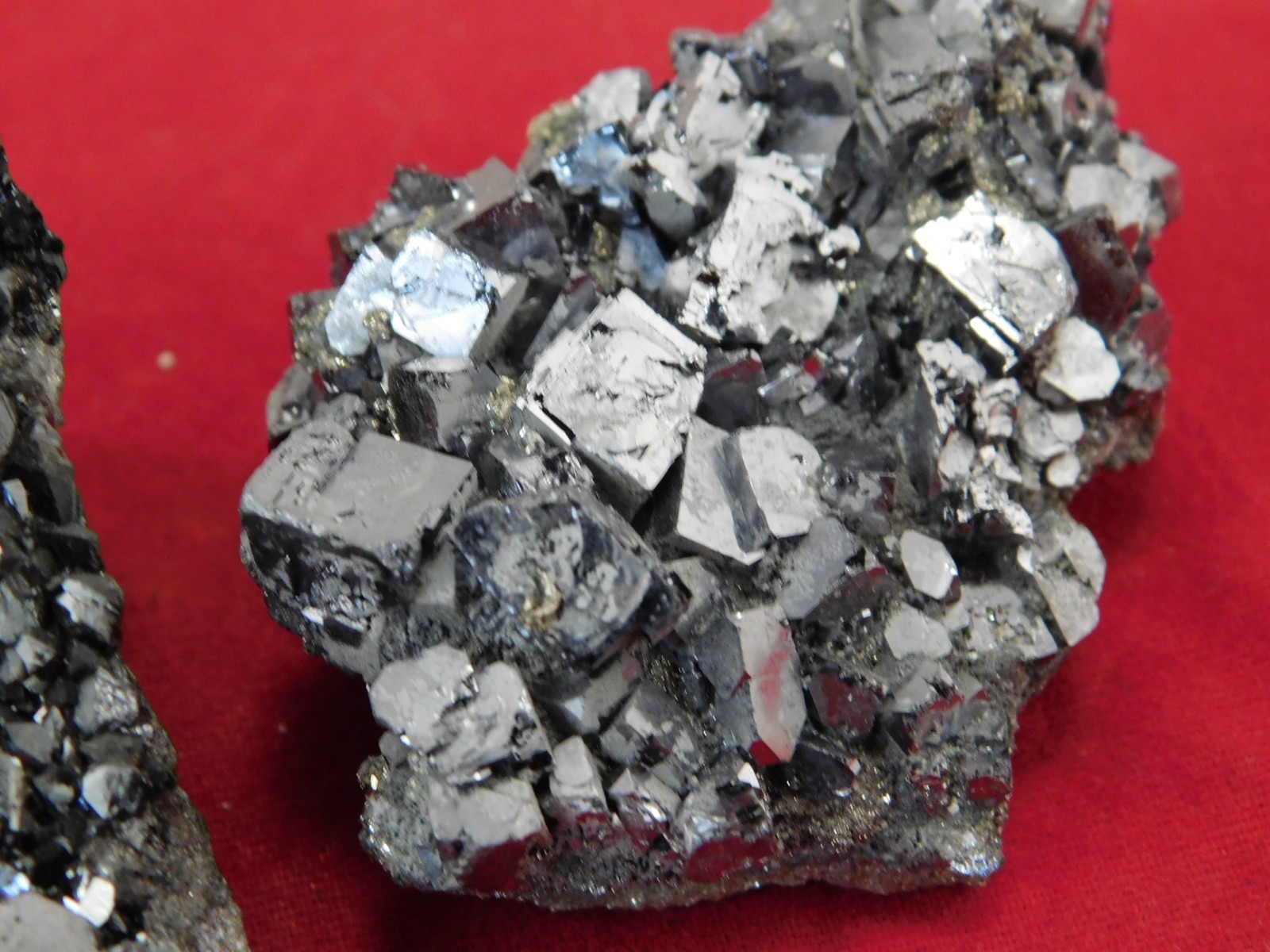 TWO! Rhombic GALENA Crystal Clusters with Druzy PYRITE Peru 137gr