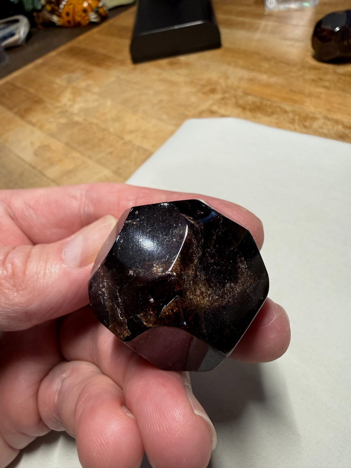 Red Garnet Crystal Gemstone Trapezohedron Carved Shaped Specimen 008