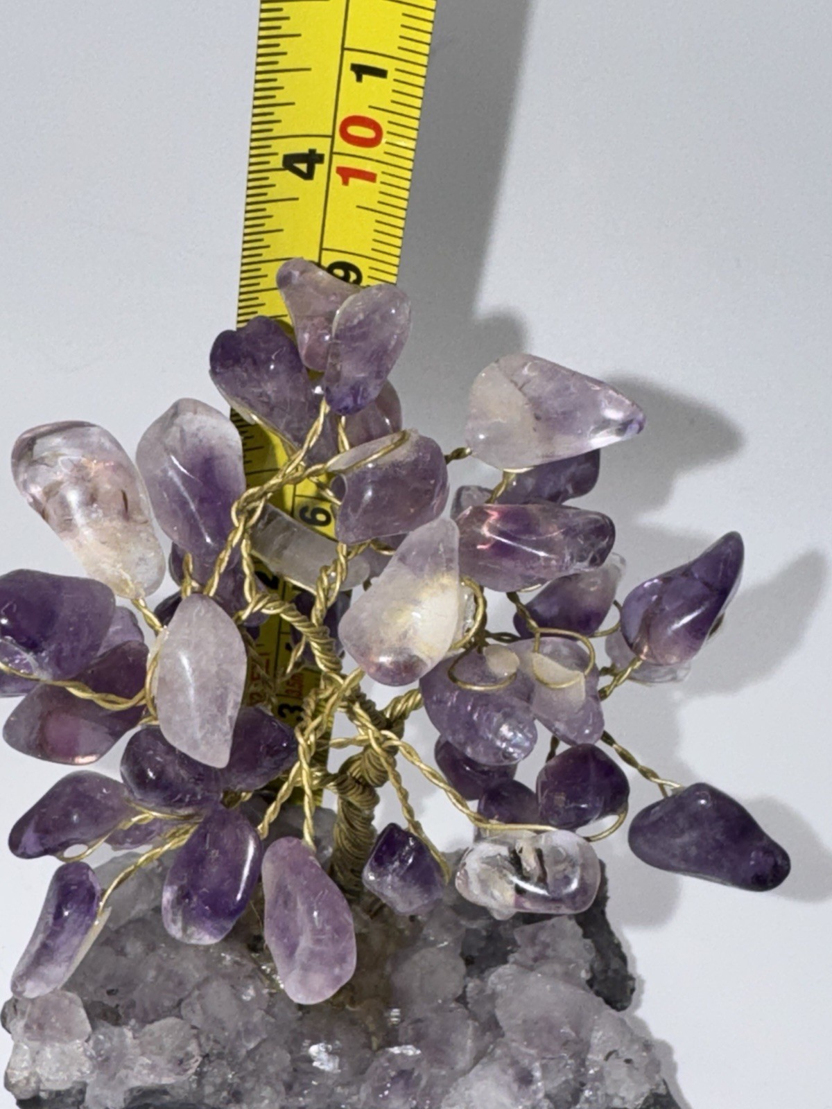 Natural Amethyst Crystal Tumbled Stone Tree of Life Ornament Reiki Healing Money