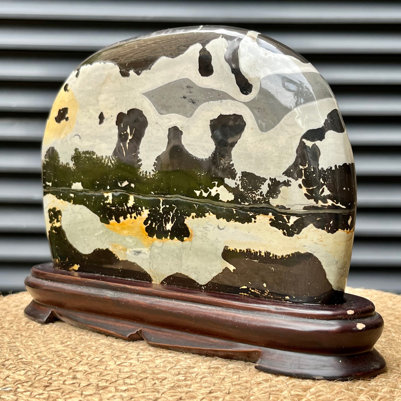 2.5 lb Scenic Stone Natural Pattern Polished Display Art Wood Base