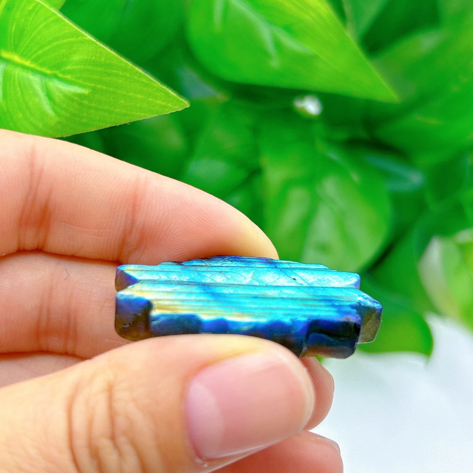 Natural labradorite Lotus flower Hand Carved crystal Healing