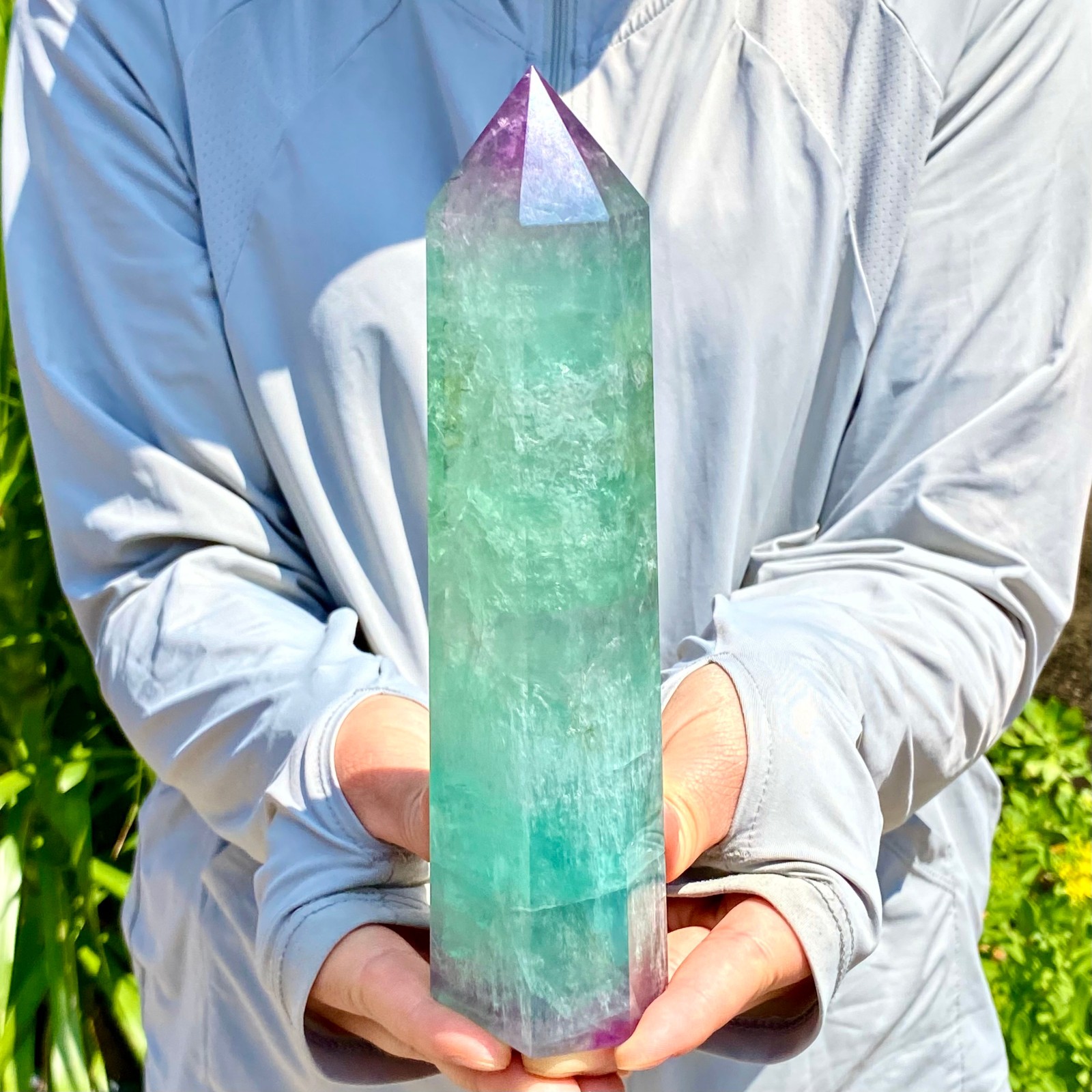 1.92LB Large Natural colored fluorite crystal column obelisk healing specimen
