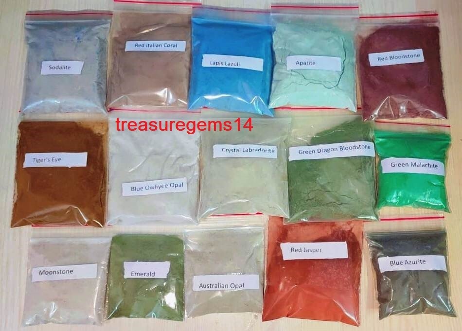 POWDER CORAL EMERALD OPAL AZURITE TIGER BLOODSTONE MALACHITE LABRADORITE LAPIS