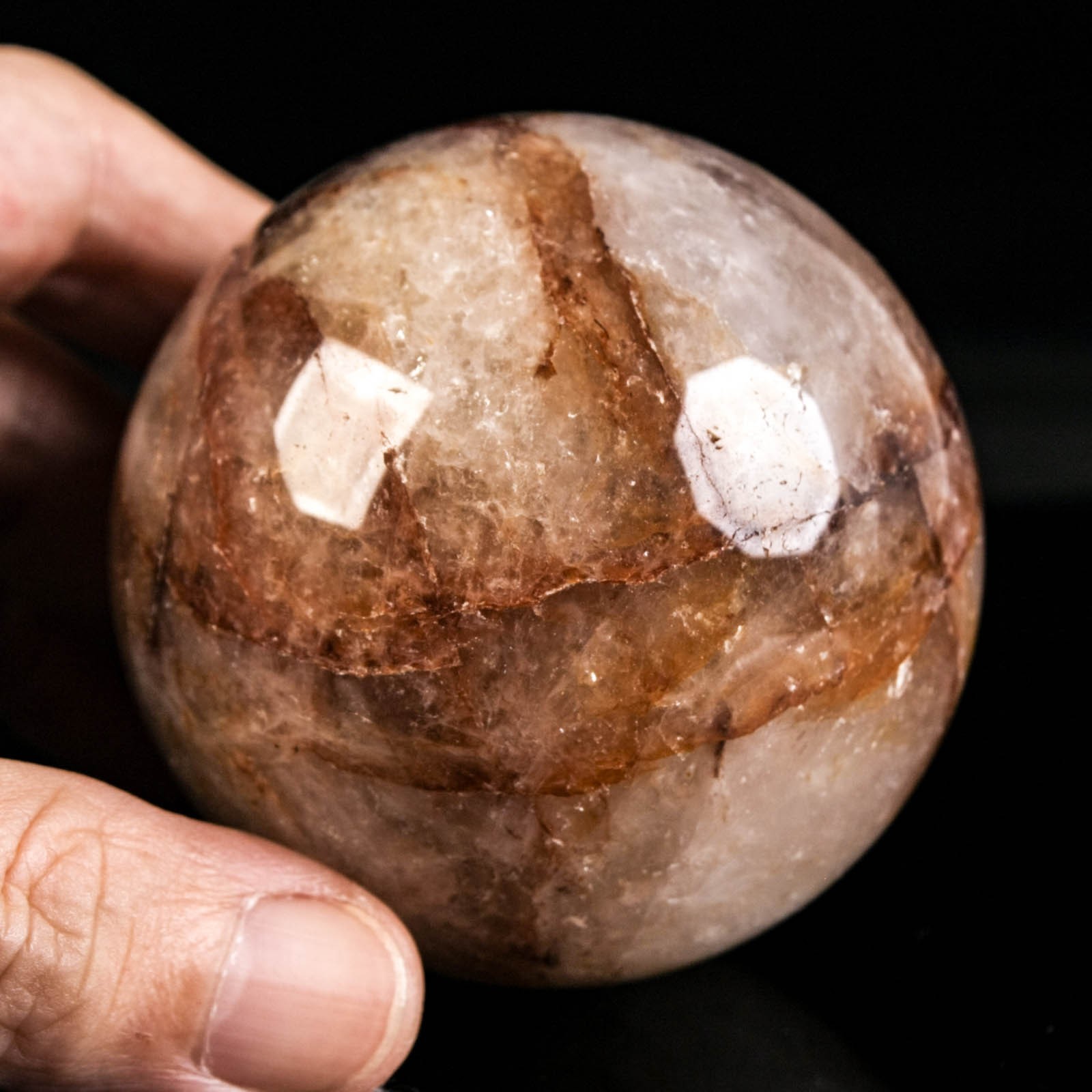 2.5″ 13.09oz Fire Quartz Sphere Natural Hematoid Quartz Crystal Ball Specimen