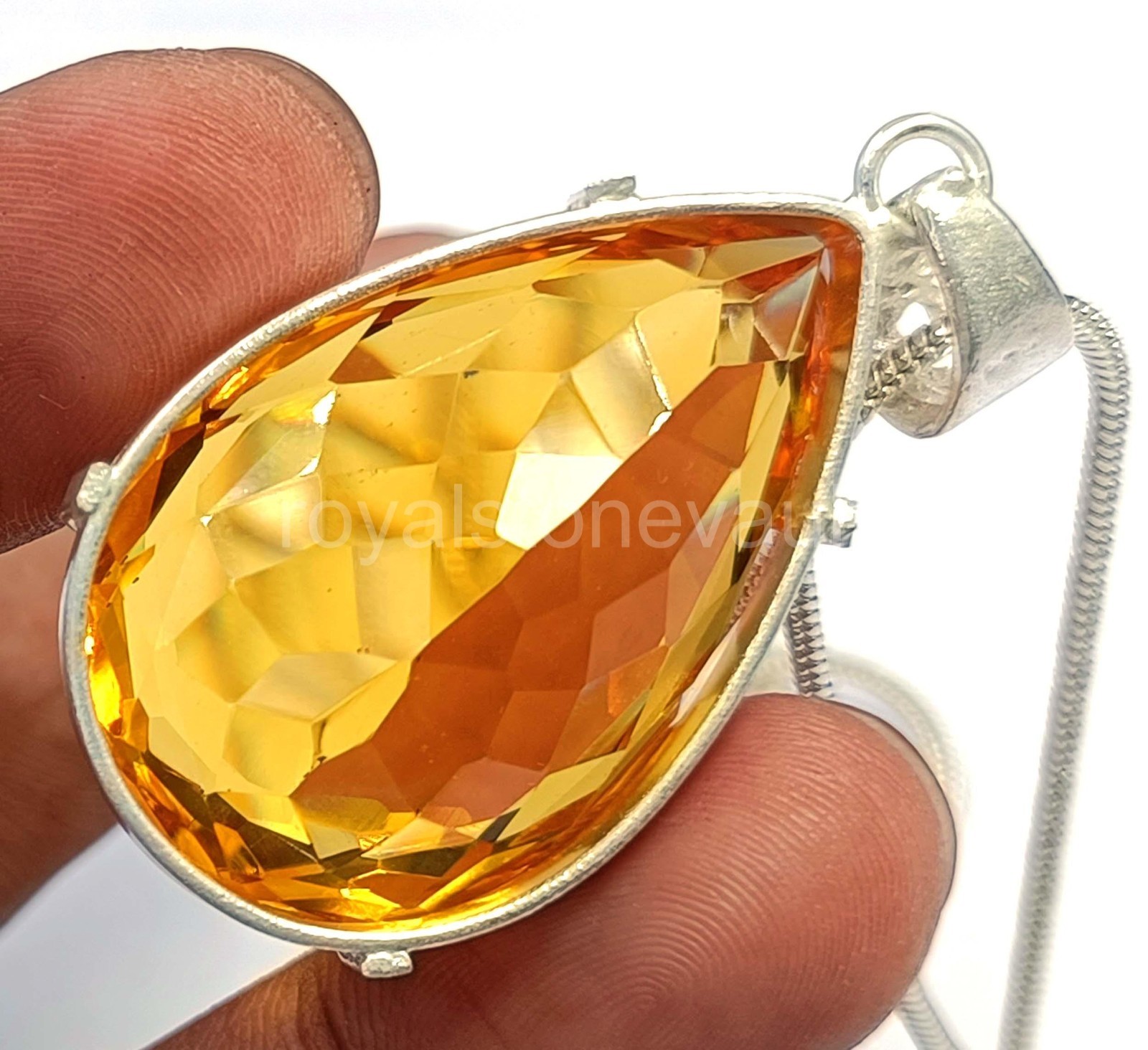 100.5Ct Natural Yellow Sapphire Pendant Pear Shape 925 Silver IGL Certified 5JOY