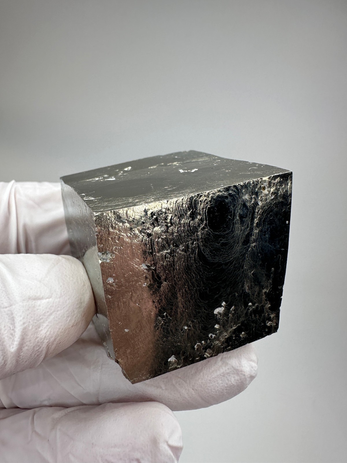 MIRROR SHINE__Beautiful Lusterous 1 1/2 ” Pyrite Cube__Navajun Mine, Spain