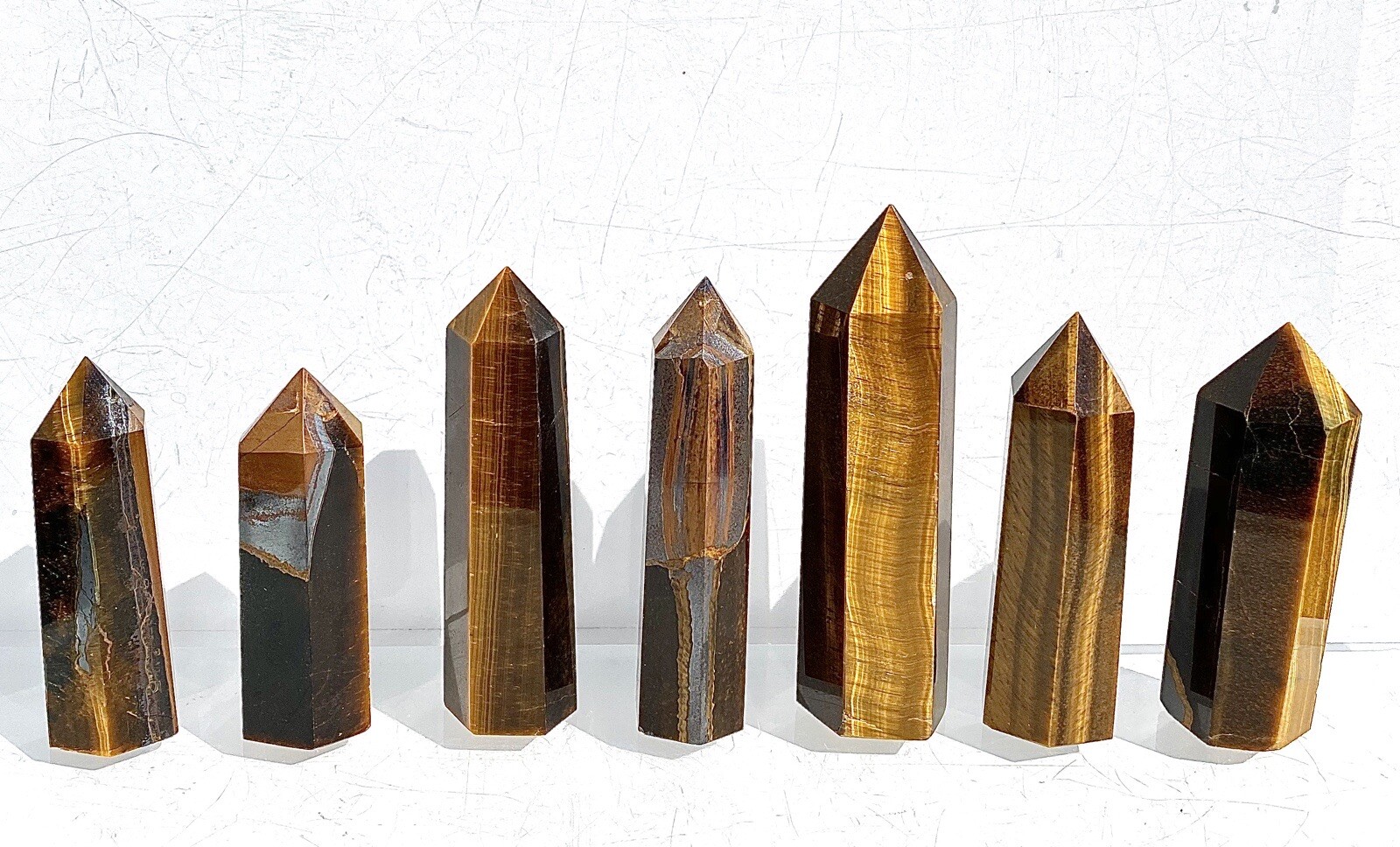 Wholesale Lot 1 Lb Natural Tiger Eye Obelisk Tower Point Crystal