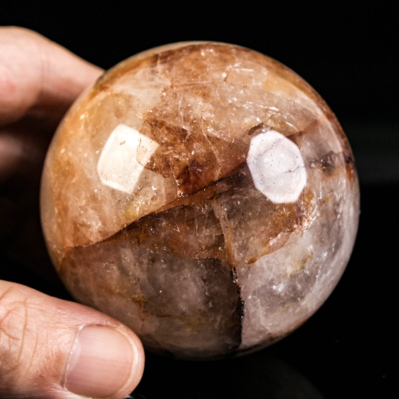2.5″ 13.09oz Fire Quartz Sphere Natural Hematoid Quartz Crystal Ball Specimen