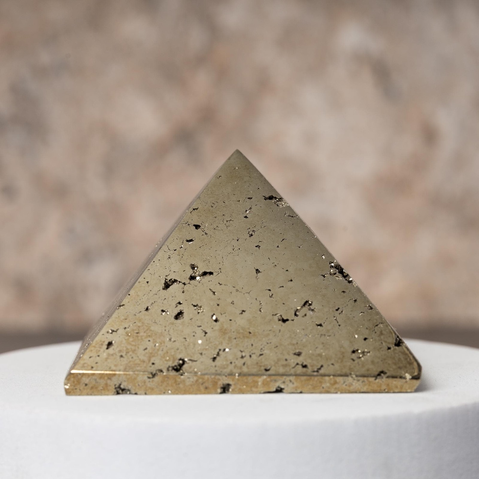 Pyrite Pyramid Natural Mineral Specimen Polished Golden Pyrite Crystal Gift