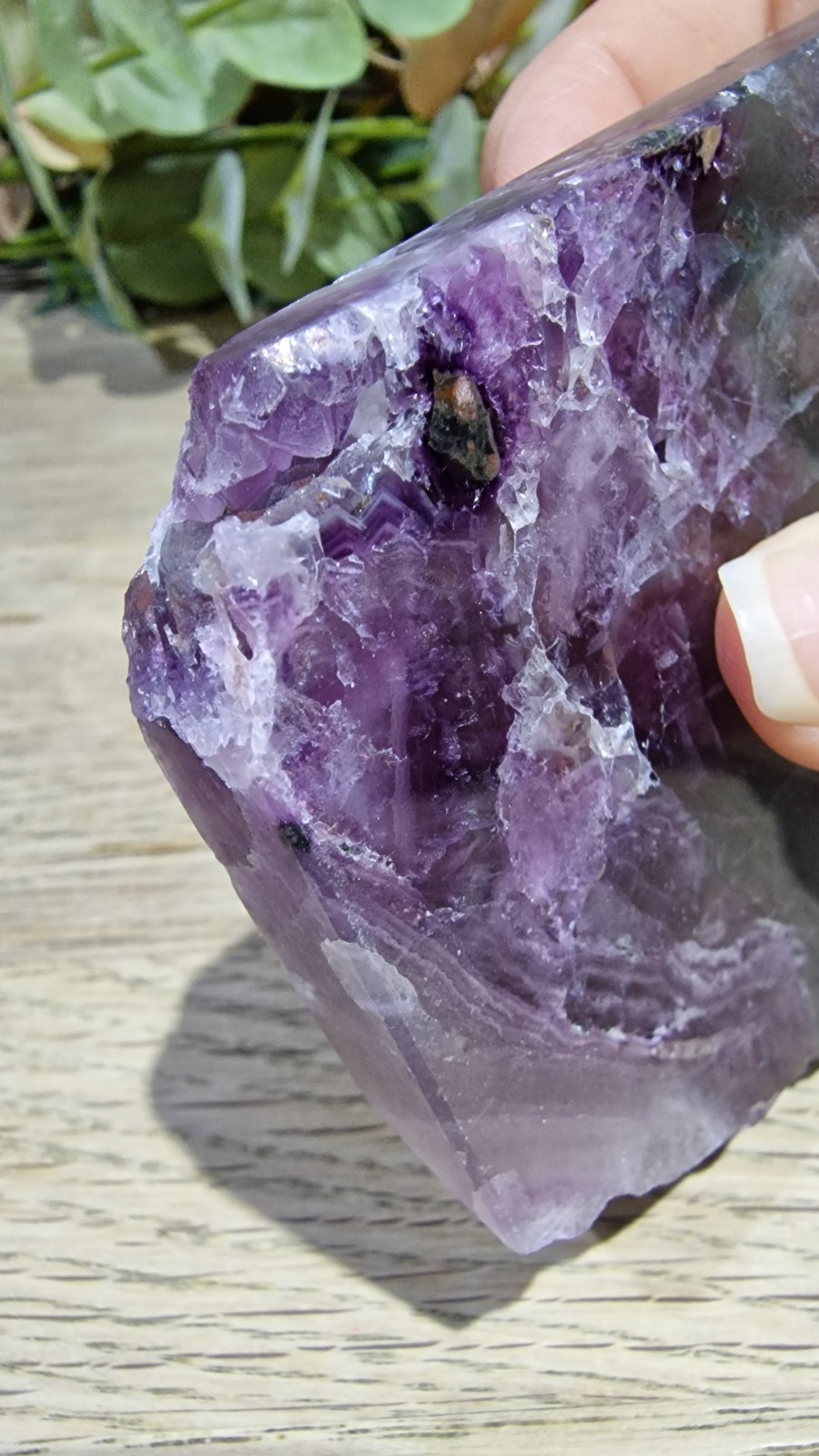 Rainbow Fluorite Crystal Slab Raw Specimen 205g UV Reactive Free Stand