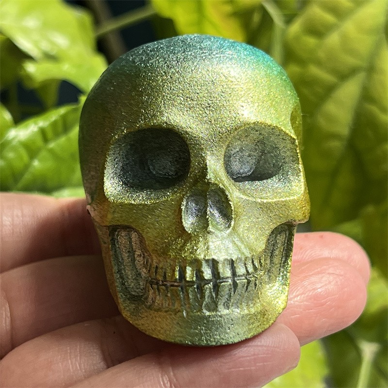 2.3″ Natural White Jade electroplating skull quartz crystal skull Gem Random 1pc