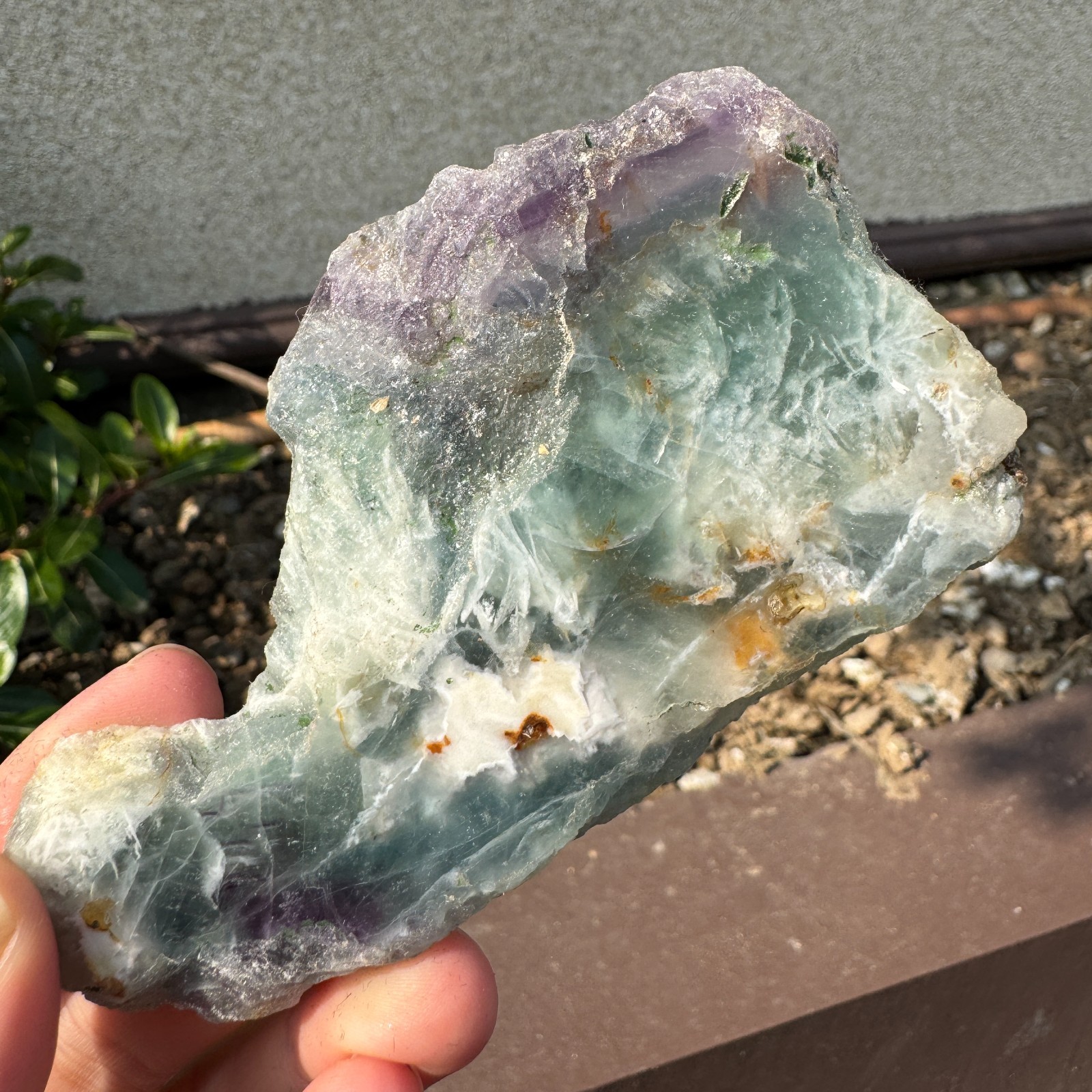 100G Natural feather fluorite crystal slice rough quartz crystal specimen healin
