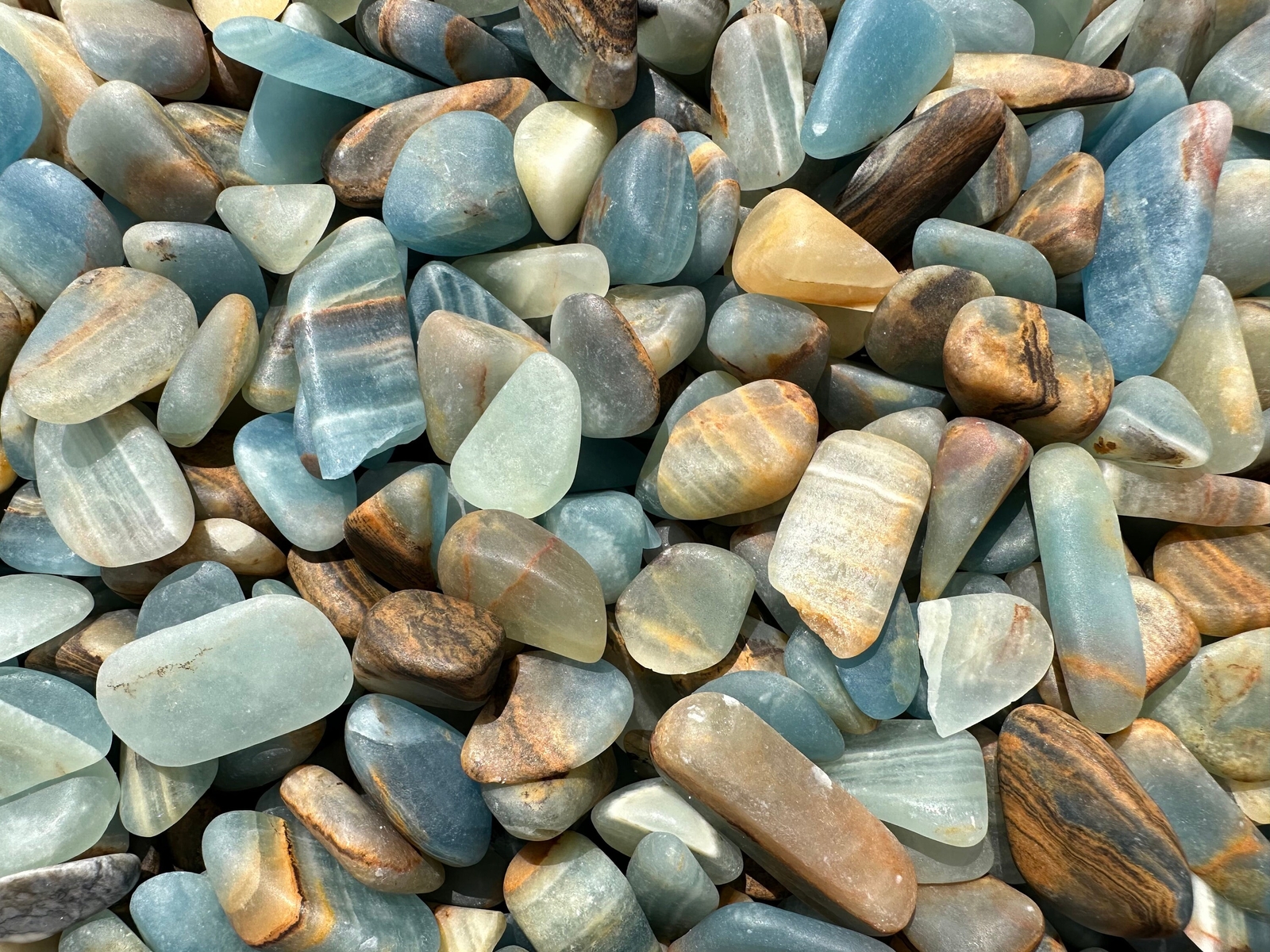 Lemurian Aquatine Calcite (Tumbled, Not Polished), Blue Calcite from Argentina