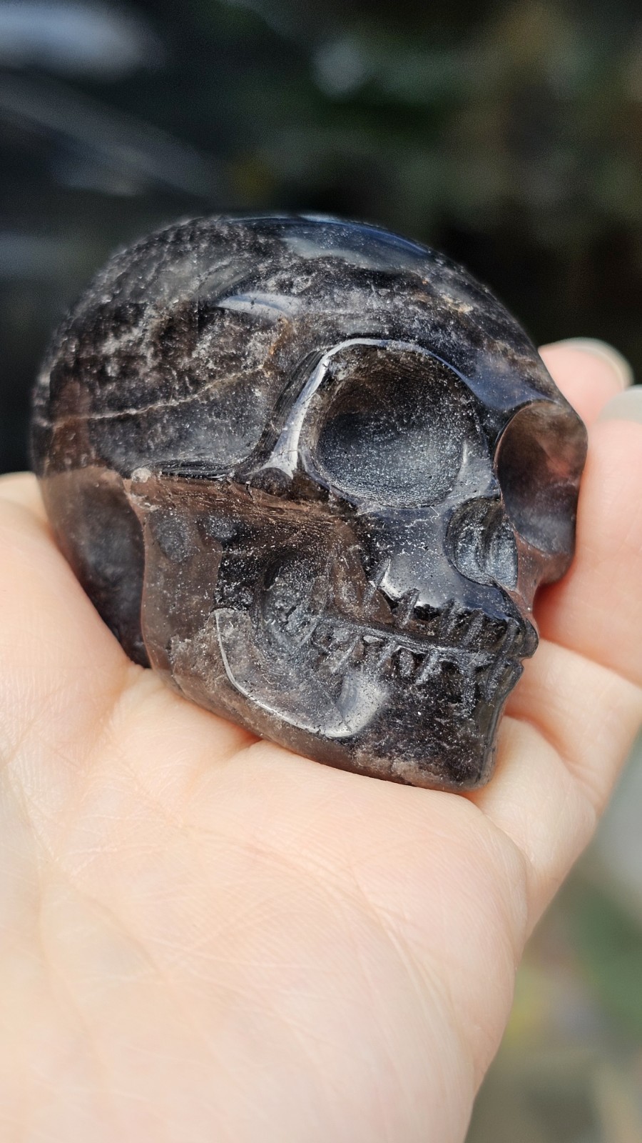 ✨️SALE✨️ Dark smokey Quartz crystal Skull grounding 128g 5.5cm smoky