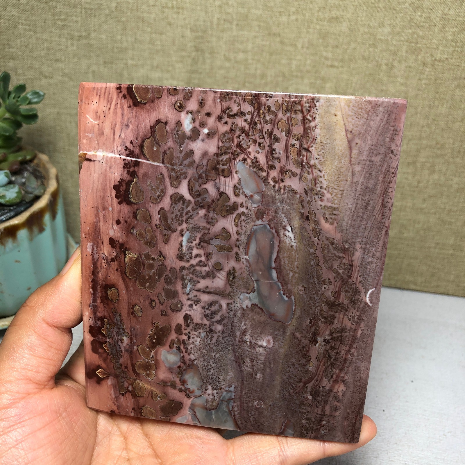 Natural Chinese painting stone crystal ornaments pictographic landscape A5060