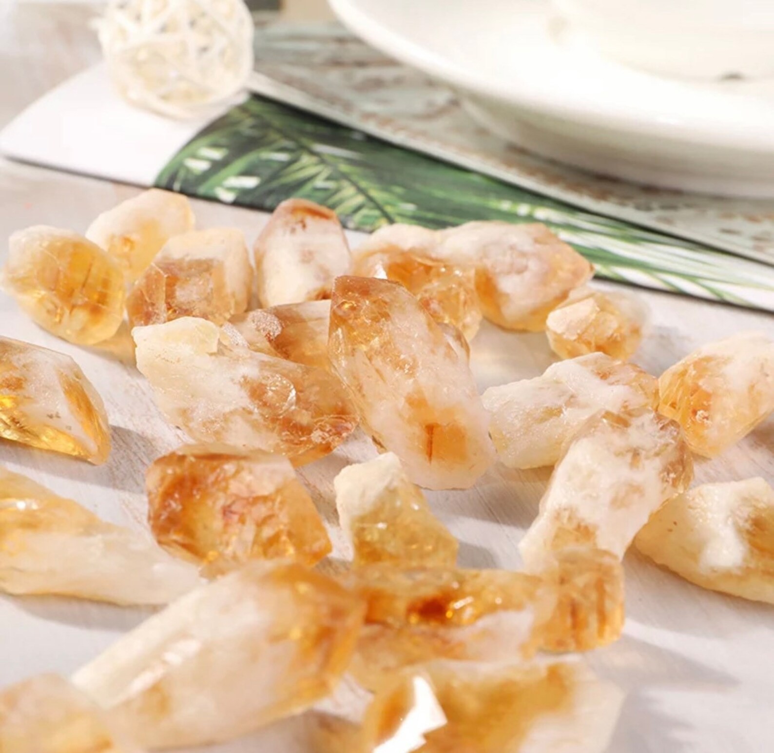 5PCS Raw Citrine Crystal Healing Yellow Crystal Stone Energy Attract Wealth
