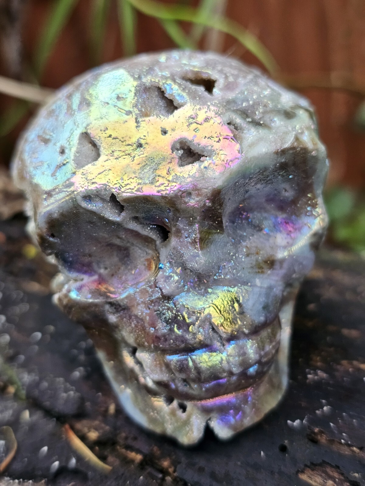 *SALE* Druzy Titanium Rainbow Aura sphalerite crystal Skull Angel Aura