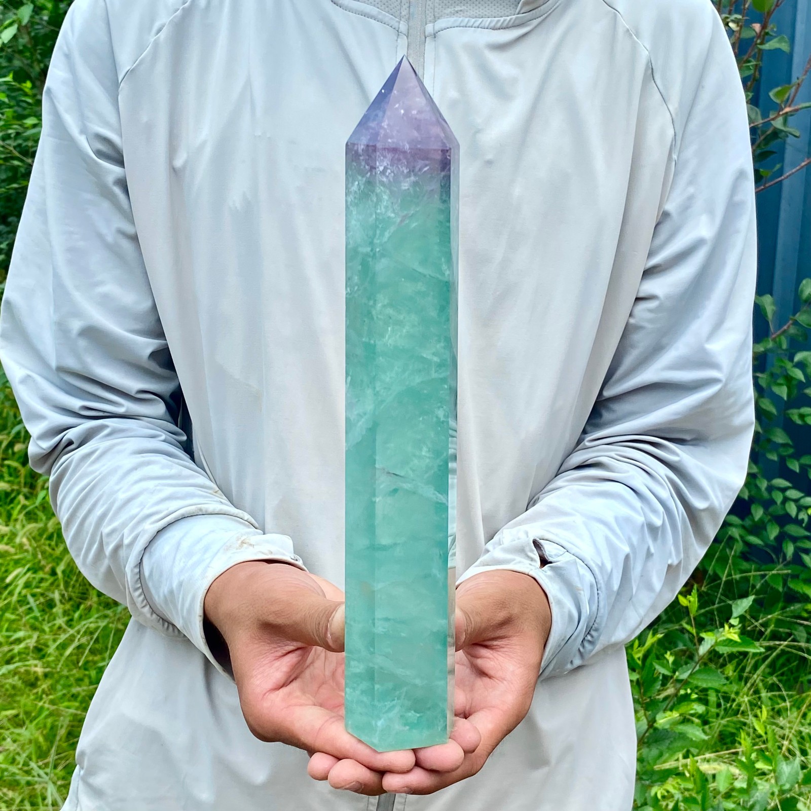3.08LB Large Natural colored fluorite crystal column obelisk healing specimen
