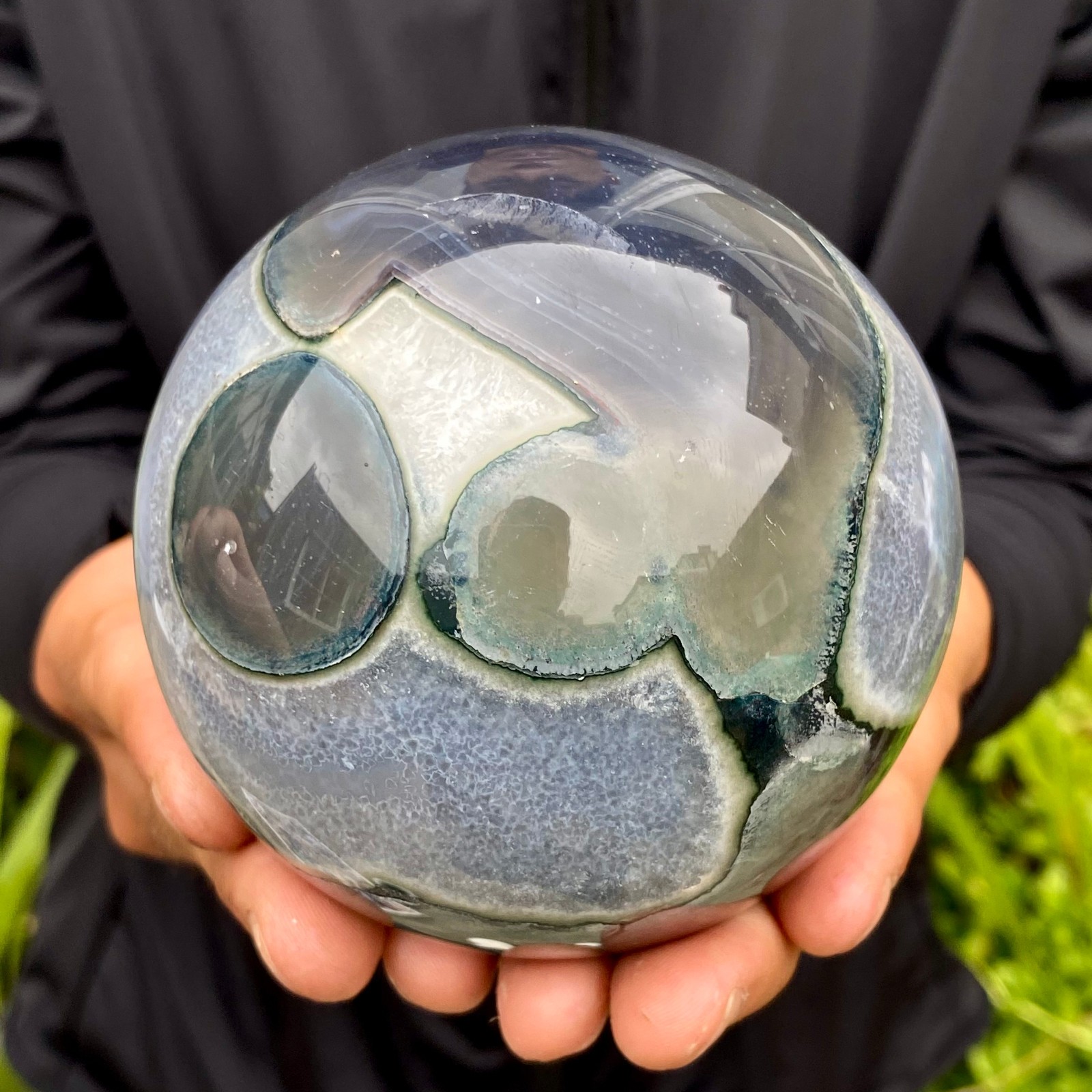 2.06LB Natural Amethyst Agate Ball Quartz Crystal Sphere reiki healing gem