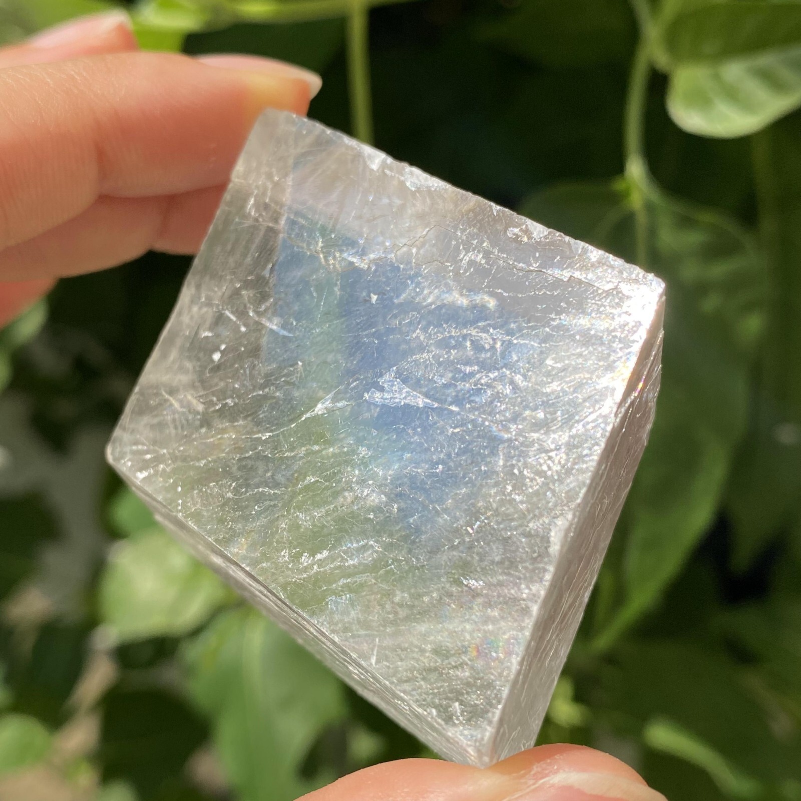 102g Natural Rainbow White Calcite Cube Specimen Crystal Quartz Healing Reiki