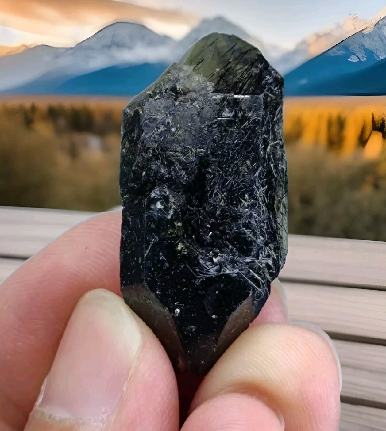 Rebeikite Included Quartz Crystal, Dark Blue Color From KP Pakistan, 11 Grams
