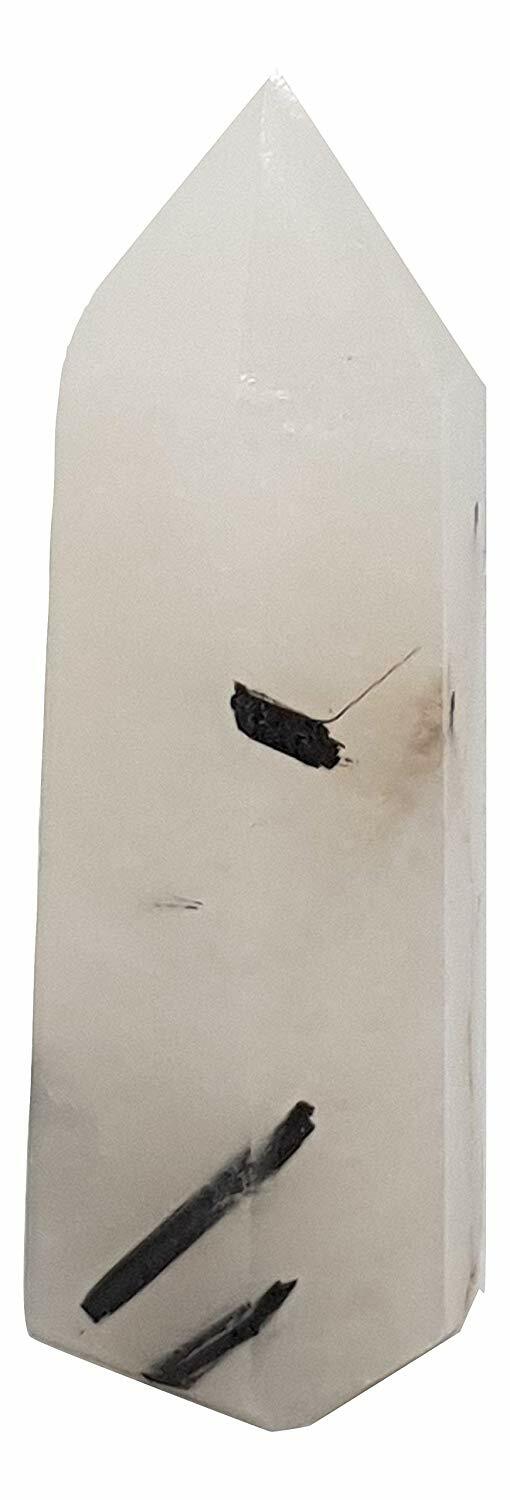 Rutilated Black Tourmaline Quartz Gemstone Point 85 x 30 x 25mm Approx 90g gt3a