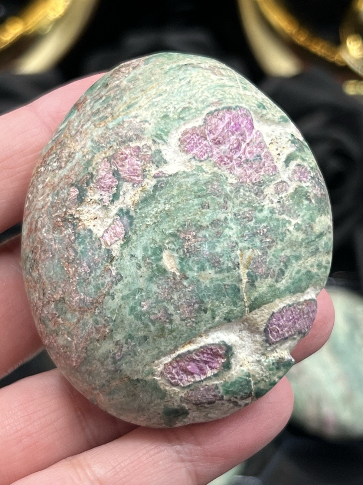 Natural Unique Ruby in Fuchite Palmstones Uv Unpolished Raw Free ship