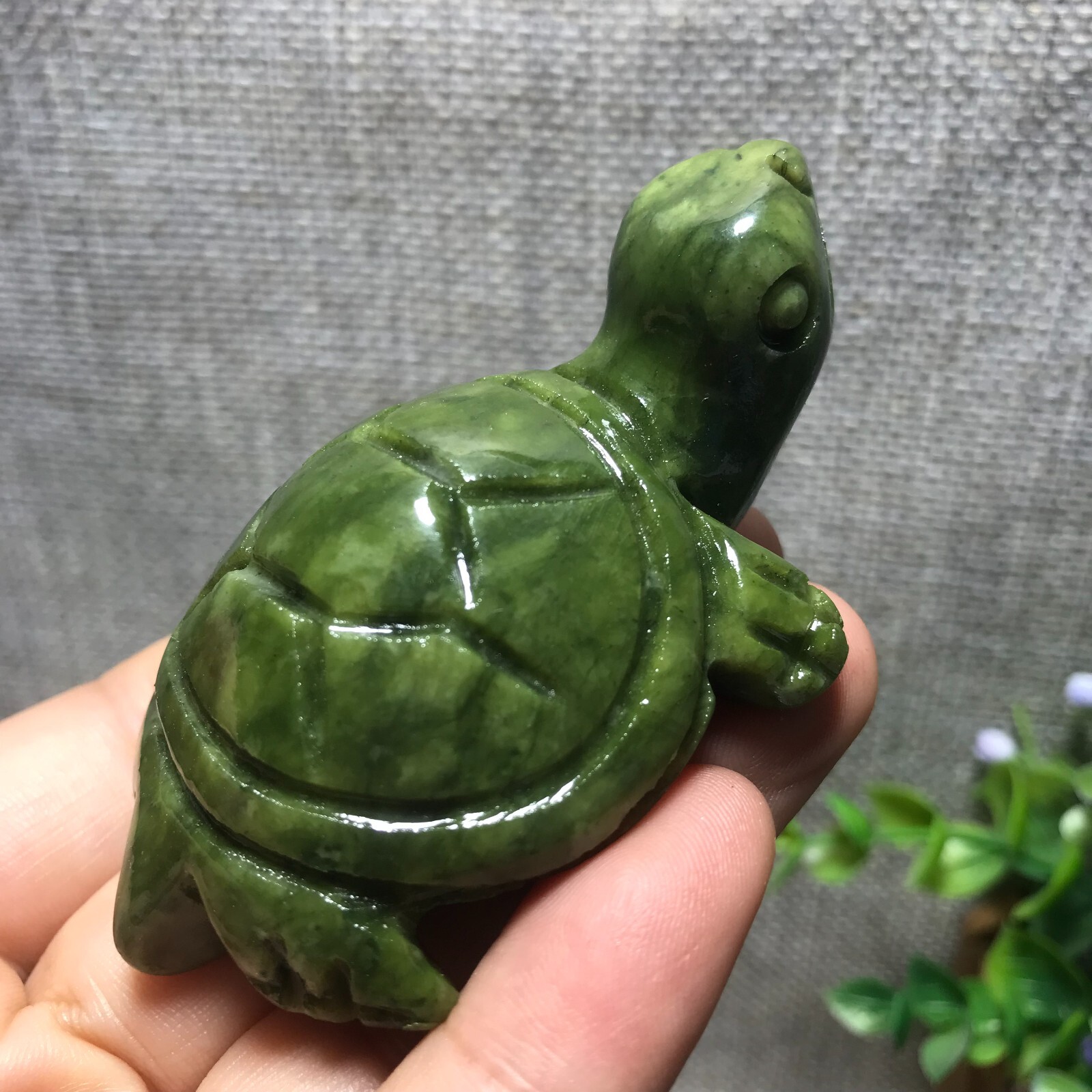82g Natural Green jade carved Turtle quartz Crystal Tortoise 32
