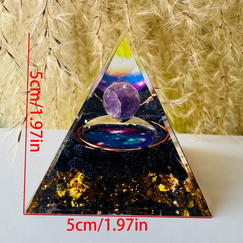 Orgonite Pyramid Amethyst Peridot Healing Crystal Energy Orgone EMF Protection