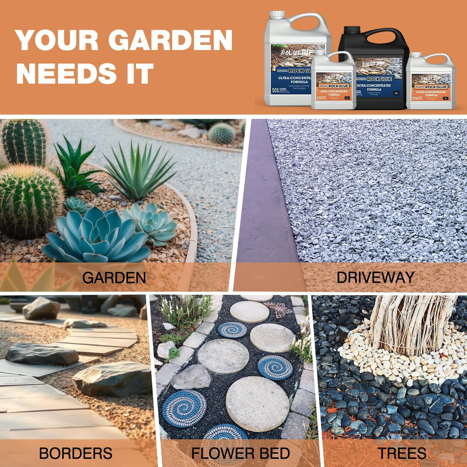 34 OZ Mulch Glue for Landscaping, Rock Glue for Landscaping and Stabilizing M…