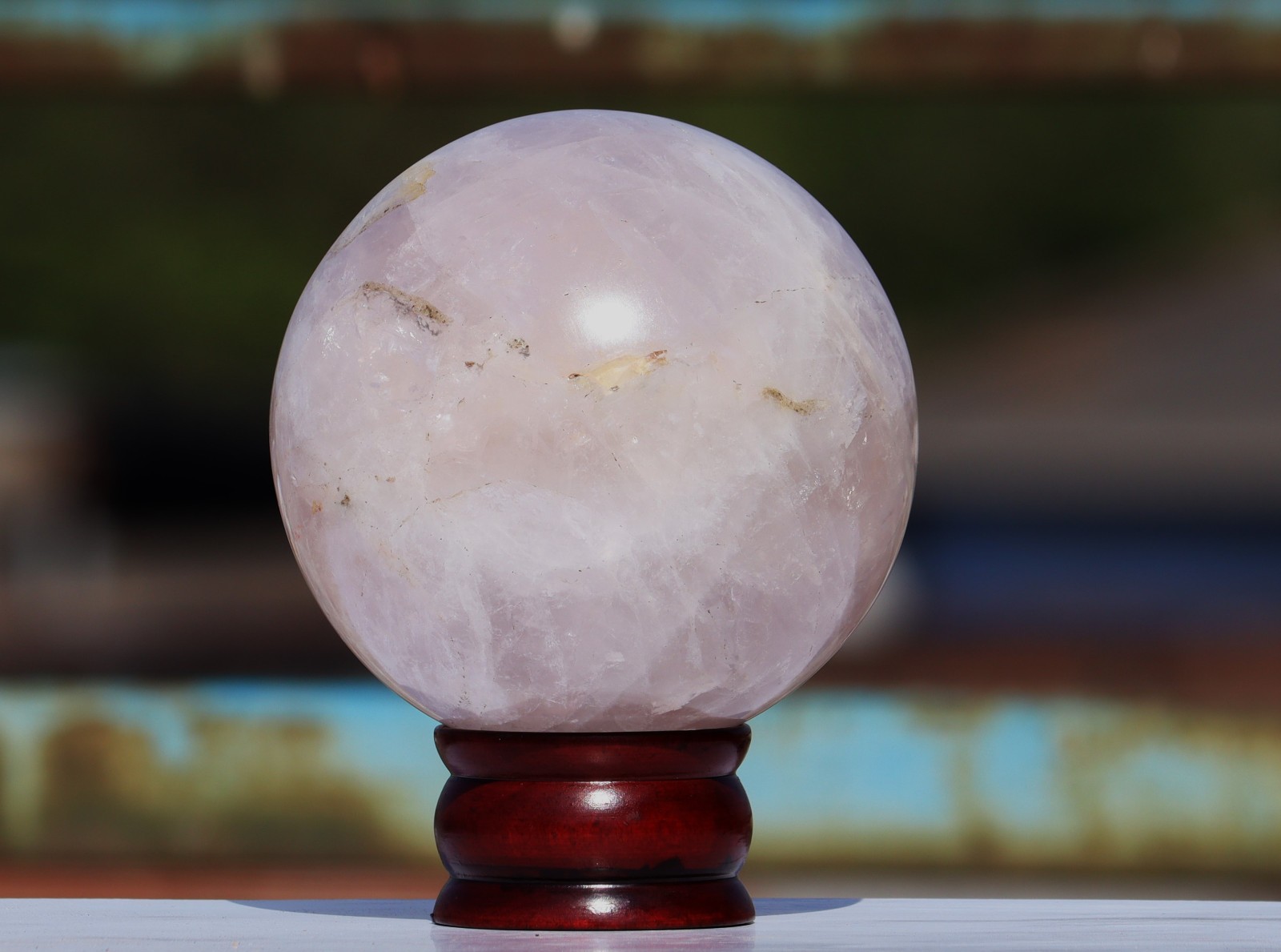 110mm Pink Rose Quartz Crystal Sphere Healing Stone Polished Ball