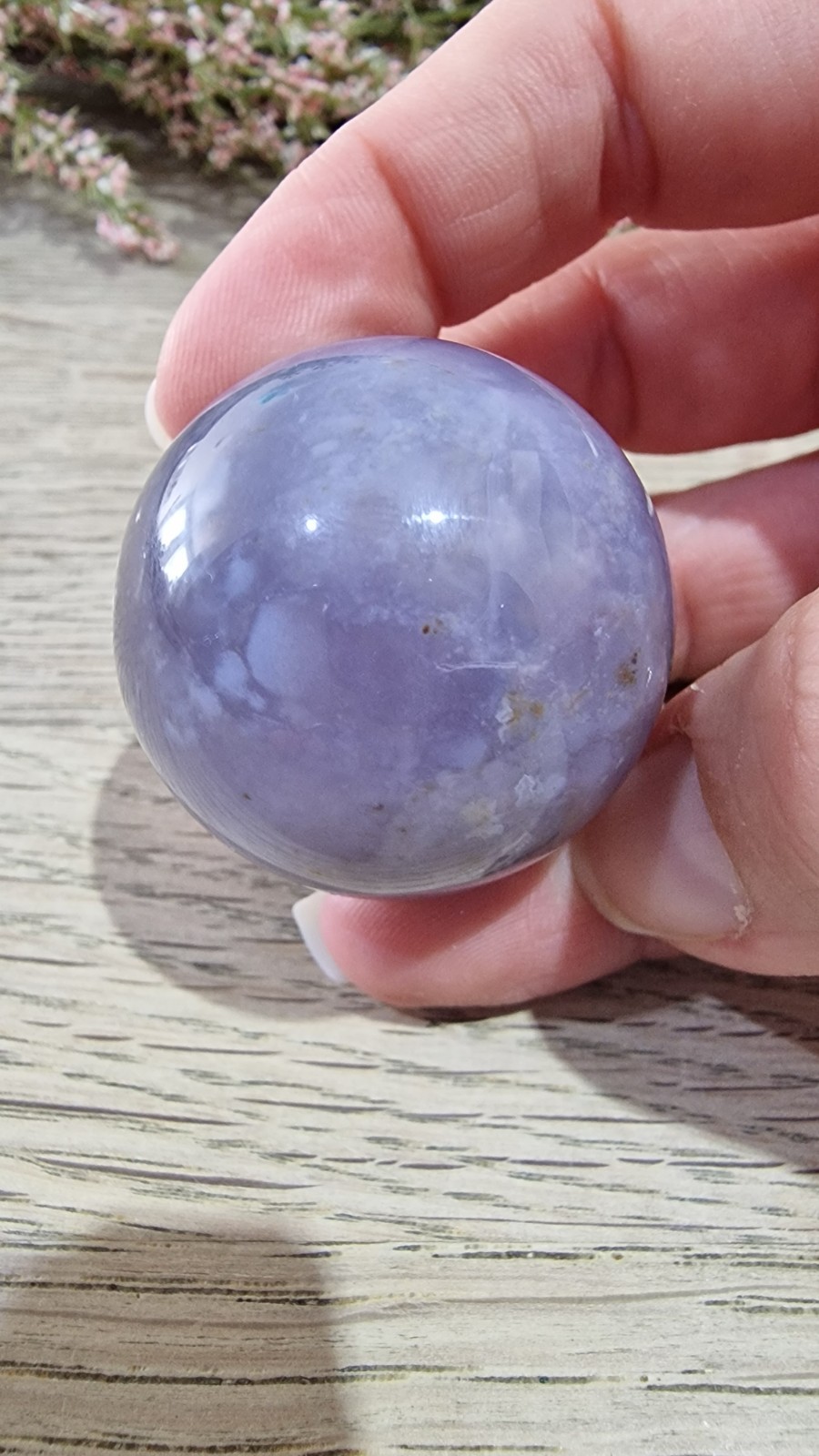 Blue Chalcedony Crystal Sphere 37mm 72g + Stand