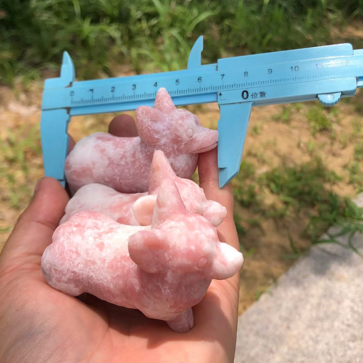 Natural Pink Opal Quartz Hand Caved dog Skull Crystal reiki Healing 1pc