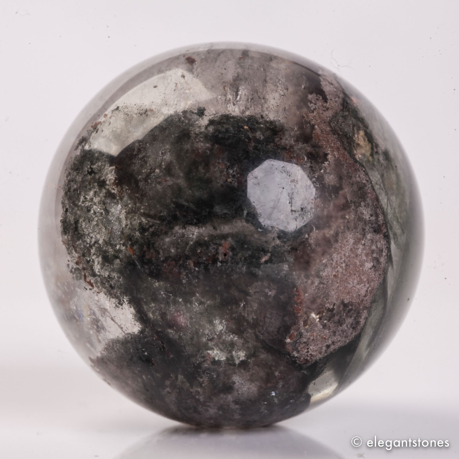 61g35mm Natural Garden/Phantom/Ghost/Lodolite Quartz Crystal Sphere Healing Ball