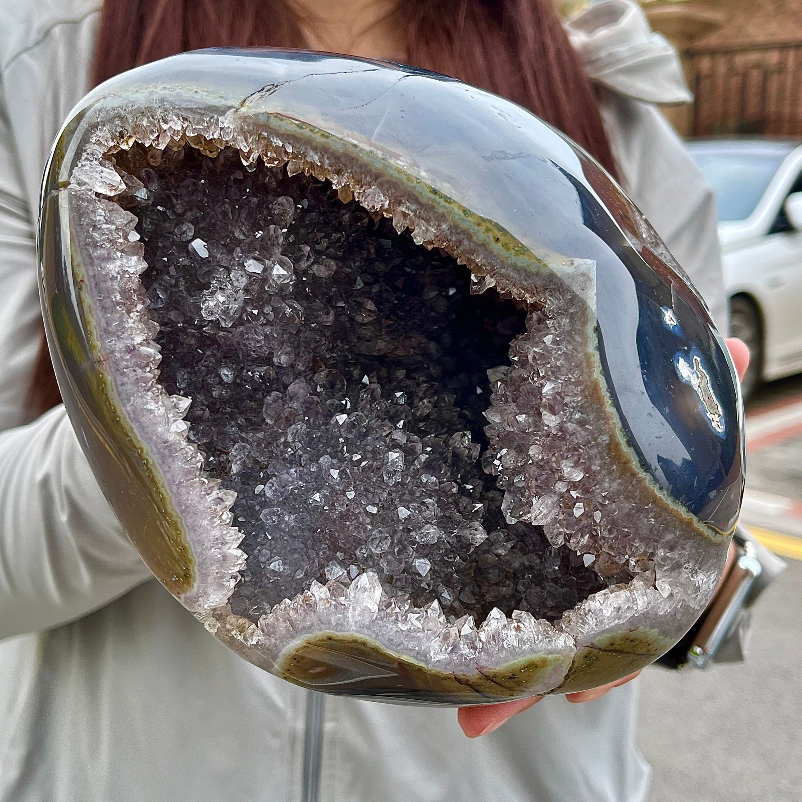 8.99LB High quality amethyst agate coin bags attract wealth crystal specimens