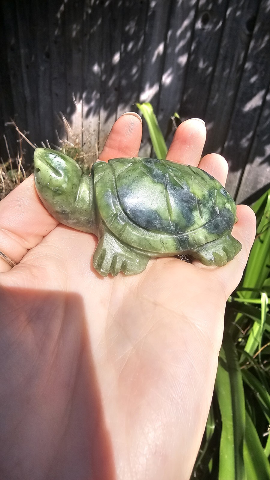Green jade crystal turtle tortoise Carving 128g 7.8cm