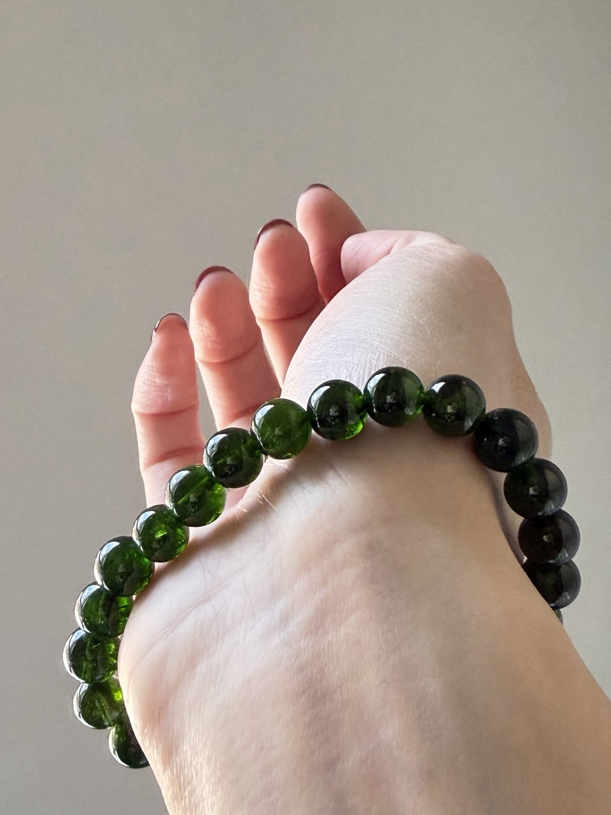 Transparent Chrome Diopside Deep Emerald Green Natural Gemstone Bracelet